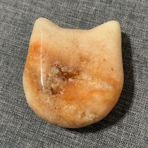 Polished Carved Crystal Cat Head